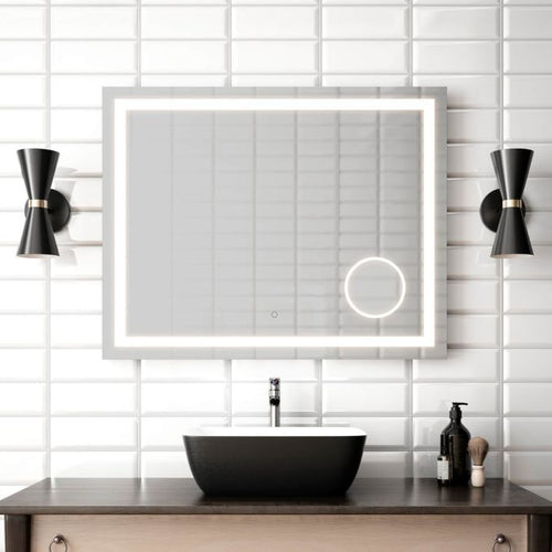 KALIA EFFECTLED-illuminated bathroom mirror with magnifying mirror - 38" x 30"