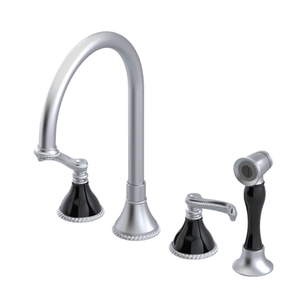 Rubinet Widespread Kitchen Set with Hand Spray Satin Chrome