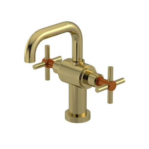 Rubinet Single Hole Dual Handle Lav. Set. (less drain) Natural Brass