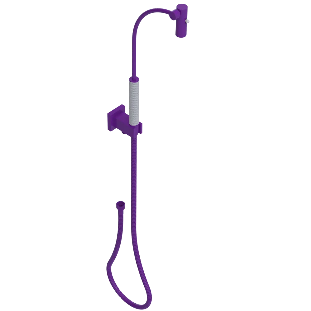 Rubinet Hand Held Shower Bidet with Extended Reach & Dual Function Spray Including Wall Bracket with Supply & Hose (Square) Purple Haze