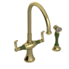 Rubinet Two Handle Single Hole Kitchen Set with Hand Spray Natural Brass