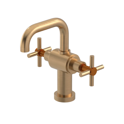 Rubinet Single Hole Dual Handle Lav. Set. (less drain) Satin Gold