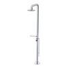 Rubinet Pressure Balance Outdoor Shower with Foot Rinse & 10" Shower Head (with shelf) - 304 Stainless Steel Chrome