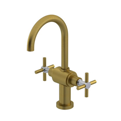 Rubinet Single Hole Dual Handle Lav. Set with LaSalle Spout (less drain) Antique Brass Matt