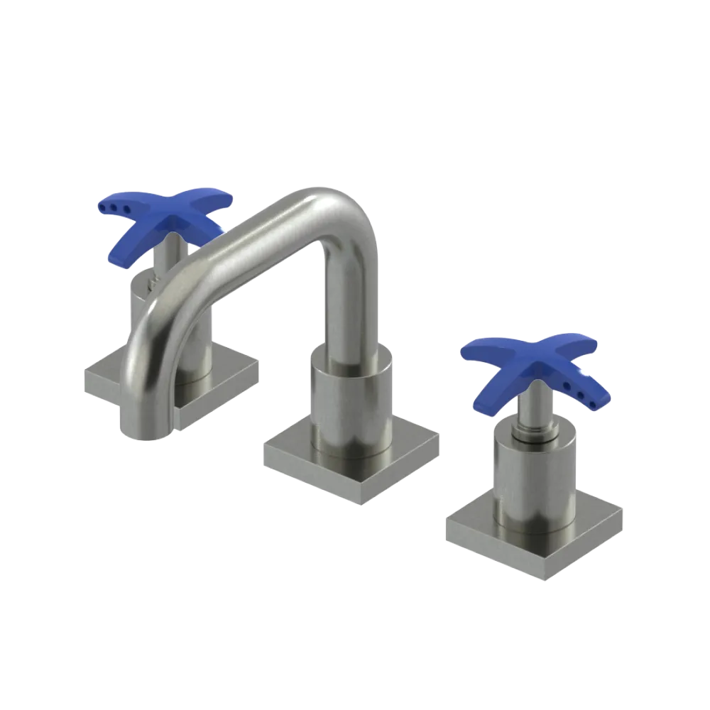 Rubinet Widespread Lav. Set. with Genesis spout (less drain) Satin Nickel
