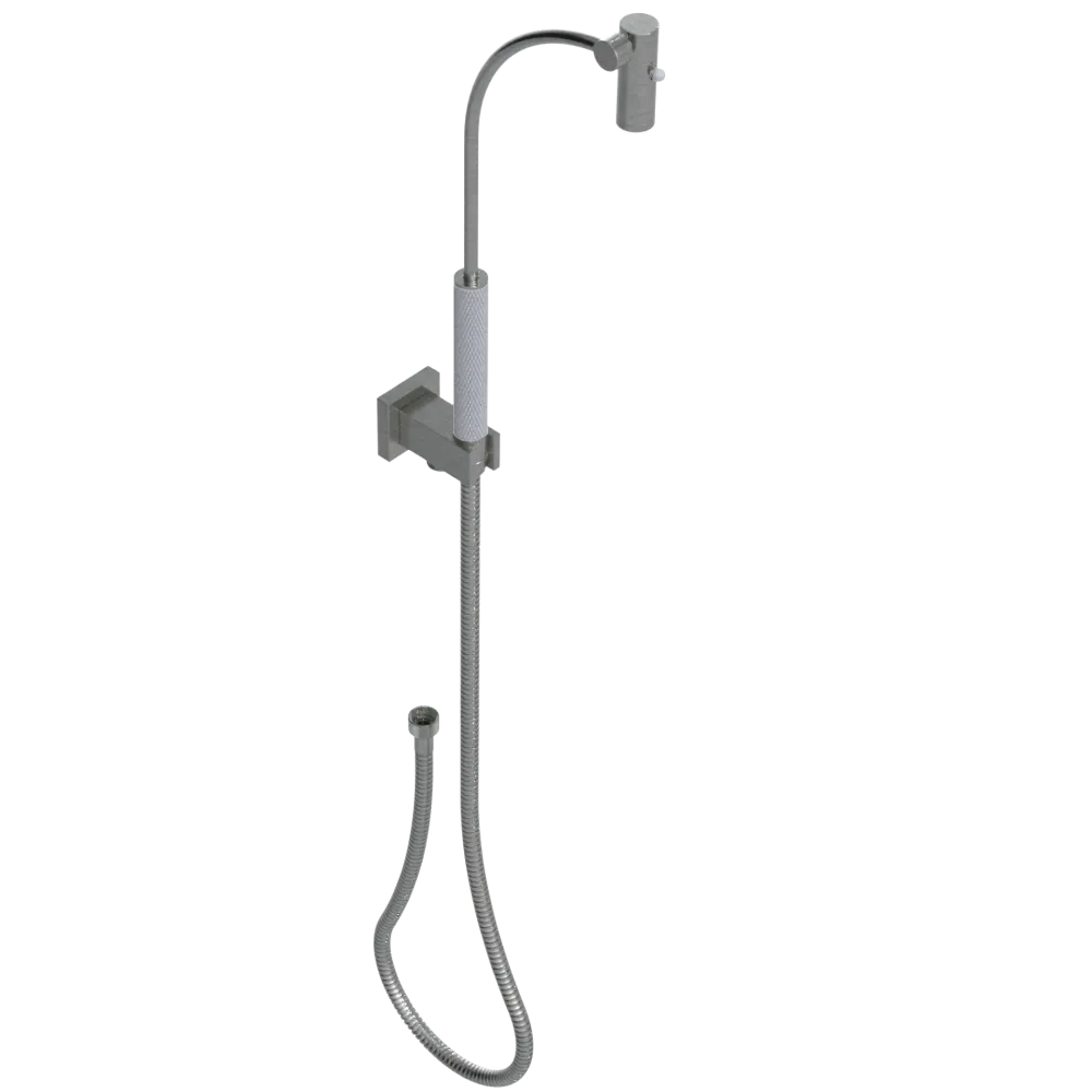 Rubinet Hand Held Shower Bidet with Extended Reach & Dual Function Spray Including Wall Bracket with Supply & Hose (Square) Satin Nickel