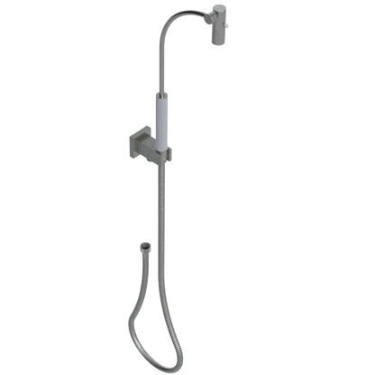 Rubinet Hand Held Shower Bidet with Extended Reach & Dual Function Spray Including Wall Bracket with Supply & Hose (Square) Satin Nickel