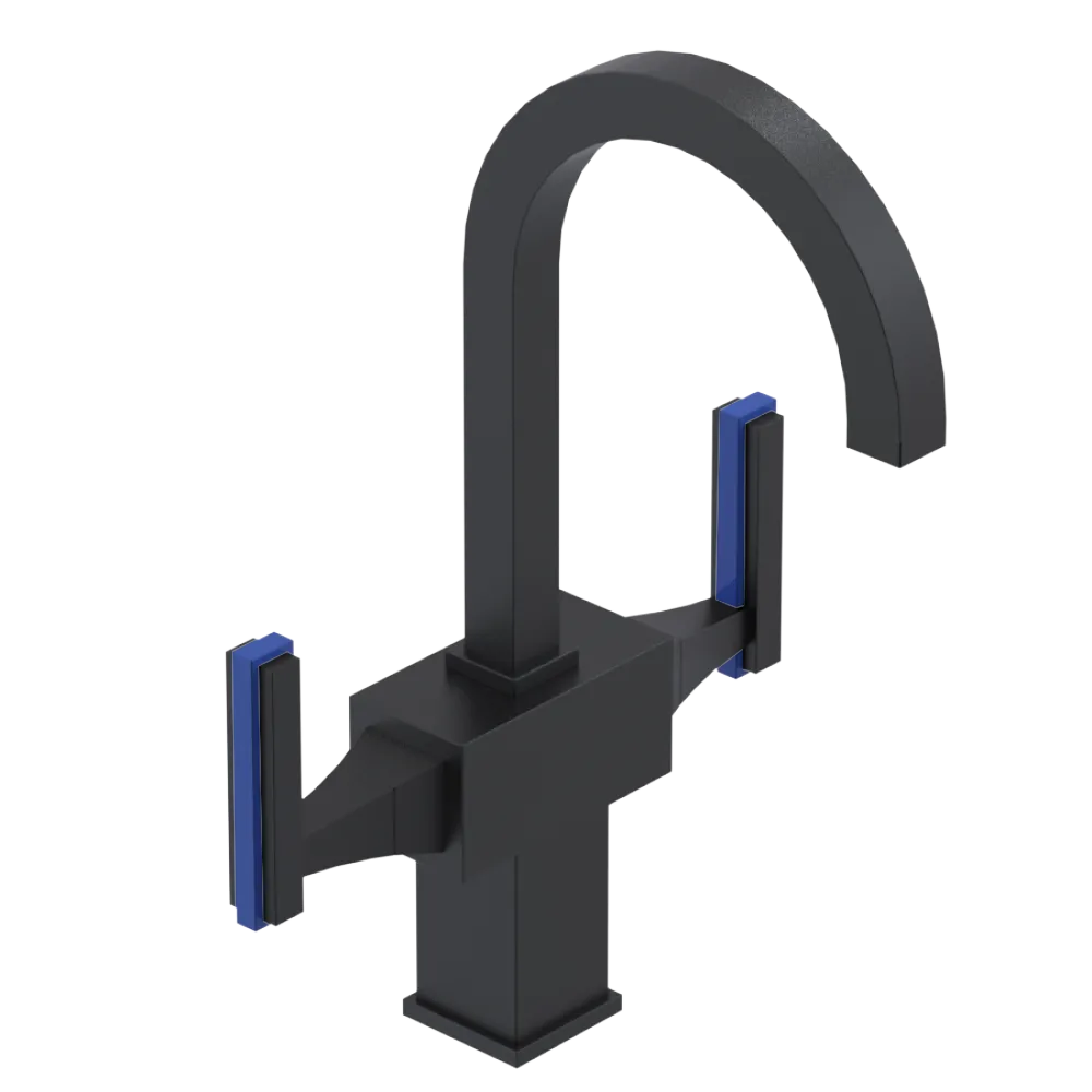 Rubinet Single Hole Dual Handle Lav. Set. (less drain) Matt Black