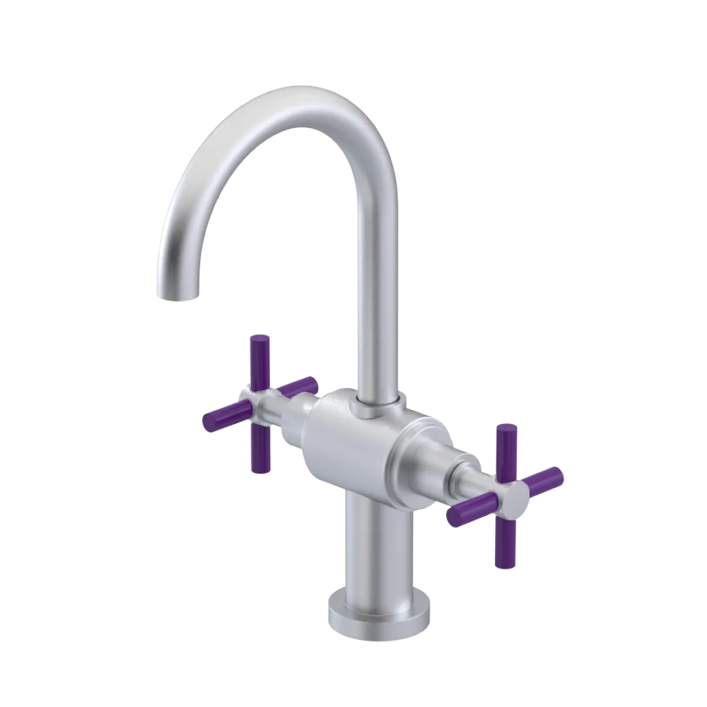 Rubinet Single Hole Dual Handle Lav. Set with LaSalle Spout (less drain) Satin Chrome