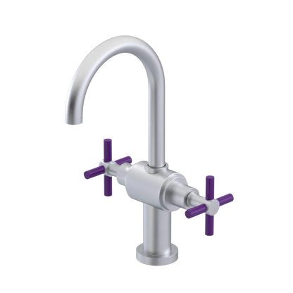 Rubinet Single Hole Dual Handle Lav. Set with LaSalle Spout (less drain) Satin Chrome