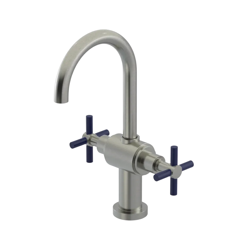 Rubinet Single Hole Dual Handle Lav. Set with LaSalle Spout (less drain) Satin Nickel