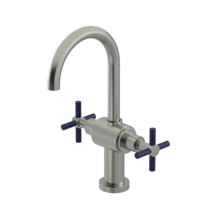 Rubinet Single Hole Dual Handle Lav. Set with LaSalle Spout (less drain) Satin Nickel