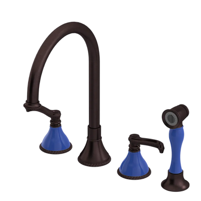 Rubinet Widespread Kitchen Set with Hand Spray Tuscan Brass