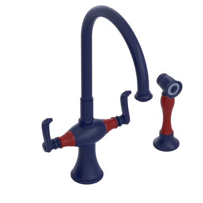 Rubinet Two Handle Single Hole Kitchen Set with Hand Spray Midnight Blue