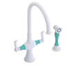 Rubinet Two Handle Single Hole Kitchen Set with Hand Spray Matt White