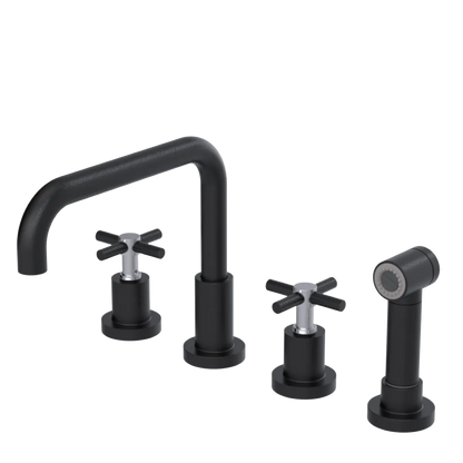 Rubinet Widespread Kitchen Set with Hand Spray Matt Black