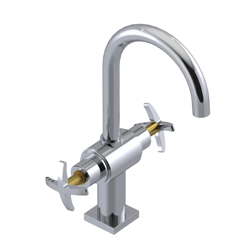 Rubinet Single Hole Dual Handle Lav. Set. (less drain) Chrome