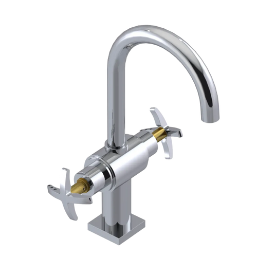 Rubinet Single Hole Dual Handle Lav. Set. (less drain) Chrome