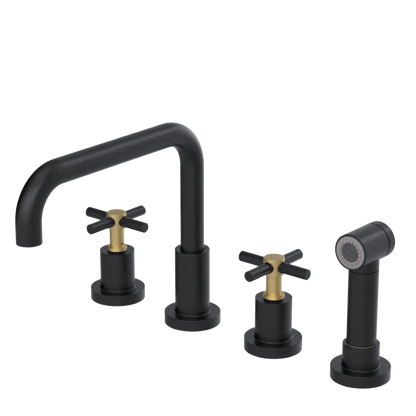 Rubinet Widespread Kitchen Set with Hand Spray Matt Black