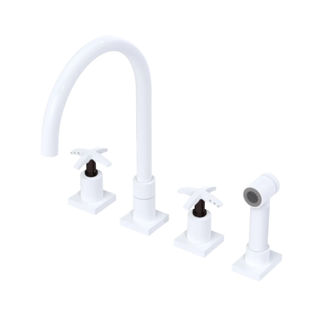 Rubinet Widespread Kitchen Set with Hand Spray White