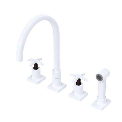Rubinet Widespread Kitchen Set with Hand Spray White