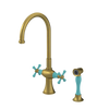 Rubinet Two Handle Single Hole Kitchen Set with Hand Spray Antique Brass Matt