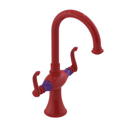 Rubinet Single Hole Dual Handle Lav. Set. (less drain) Red