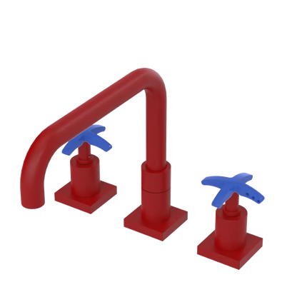Rubinet Widespread Kitchen Set with Genesis Spout Maroon