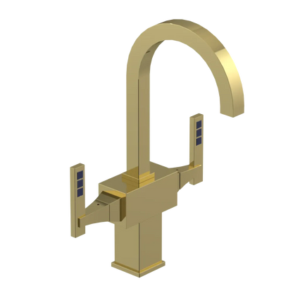 Rubinet Single Hole Dual Handle Lav. Set. (less drain) Natural Brass