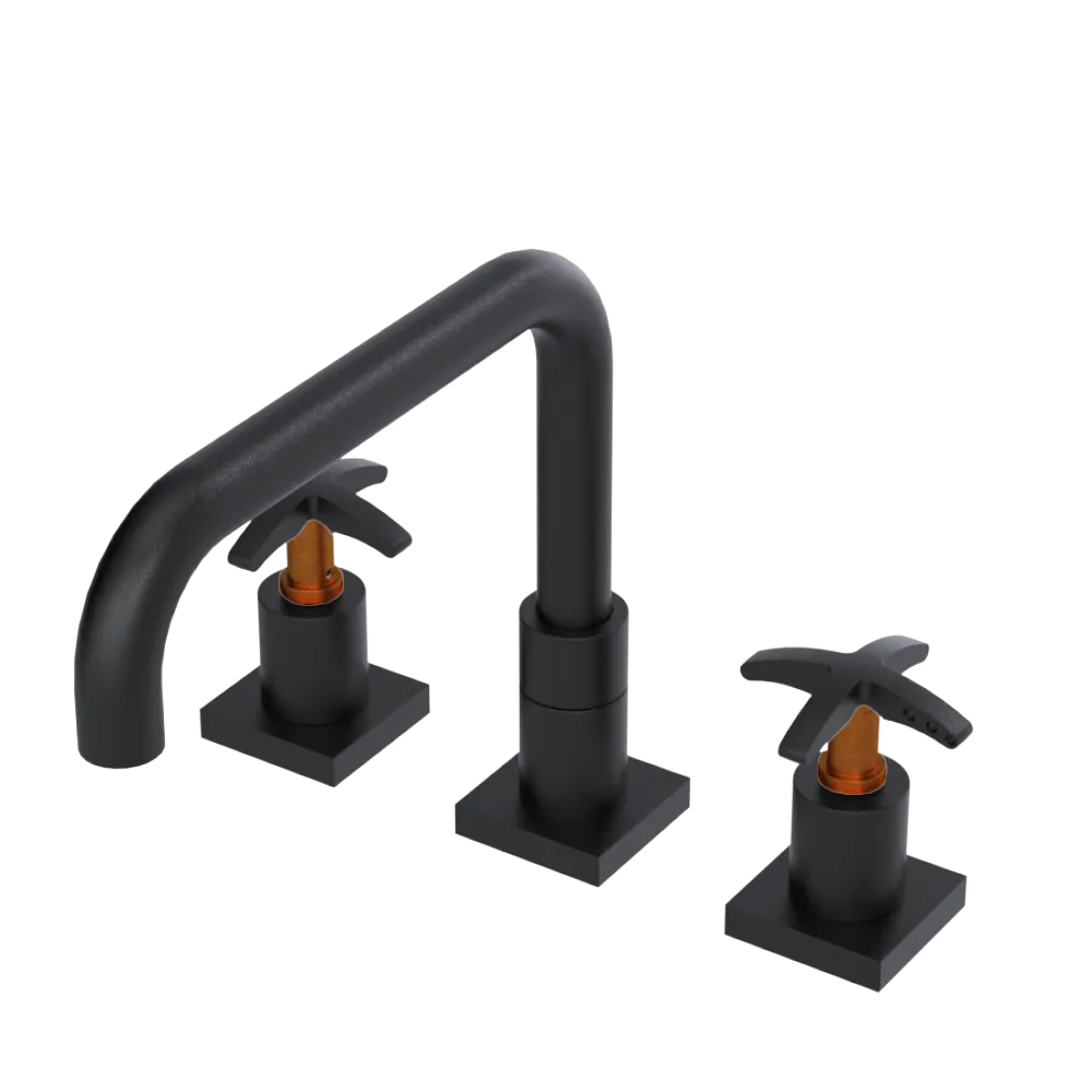 Rubinet Widespread Kitchen Set with Genesis Spout Matt Black