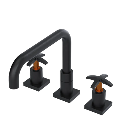 Rubinet Widespread Kitchen Set with Genesis Spout Matt Black