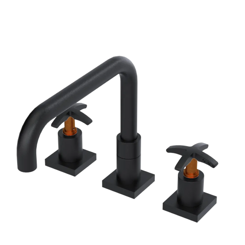 Rubinet Widespread Kitchen Set with Genesis Spout Matt Black