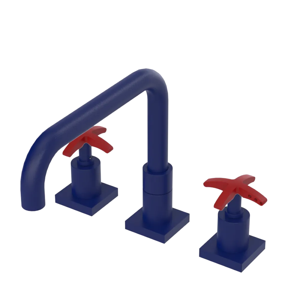 Rubinet Widespread Kitchen Set with Genesis Spout Midnight Blue