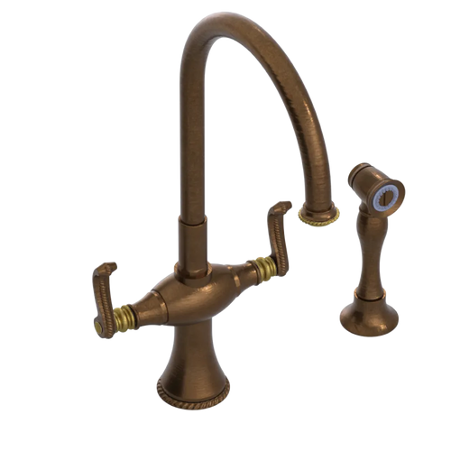 Rubinet Two Handle Single Hole Kitchen Set with Hand Spray Oil Rubbed Bronze