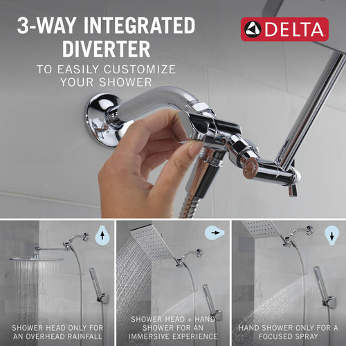 Delta 10 inch Raincan Shower Head & Hand Held Combo with Adjustable Extension