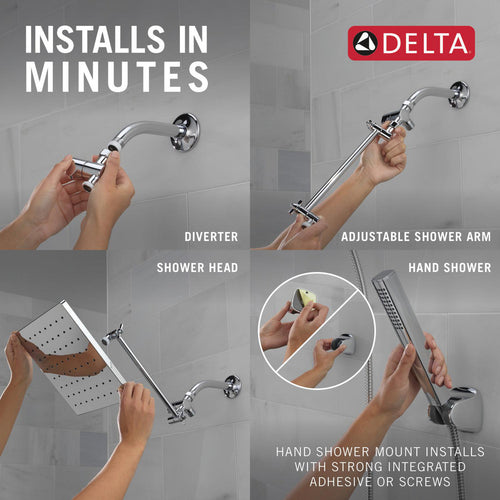 Delta 10 inch Raincan Shower Head & Hand Held Combo with Adjustable Extension