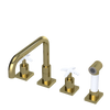 Rubinet Widespread Kitchen Set with Genesis Spout with Hand Spray Natural Brass
