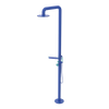 Rubinet Pressure Balance Outdoor Shower with Hand Held Shower & 10" Shower Head (with shelf) - 304 Stainless Steel Blu Jean