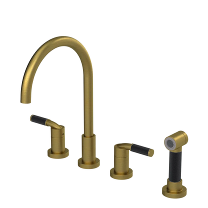 Rubinet Widespread Kitchen Set with Hand Spray Antique Brass Matt
