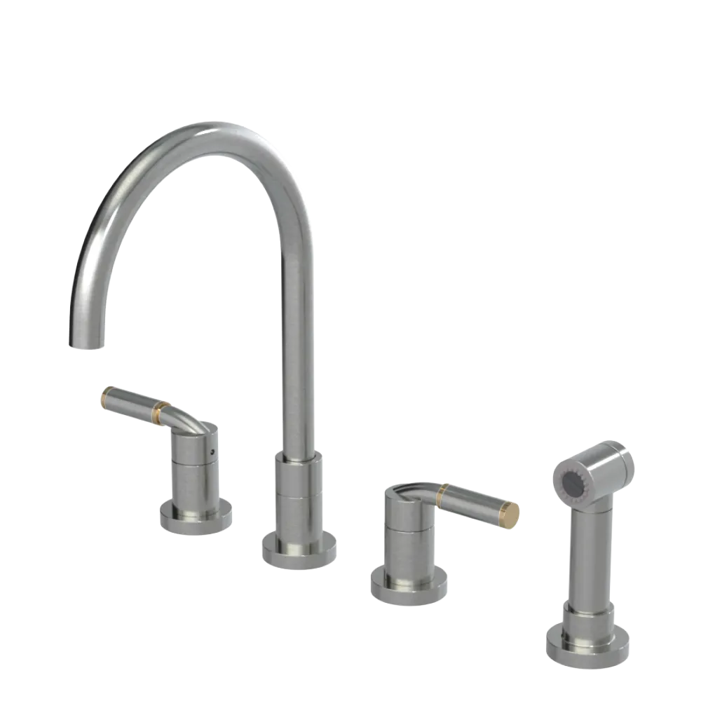 Rubinet Widespread Kitchen Set with Hand Spray Satin Nickel