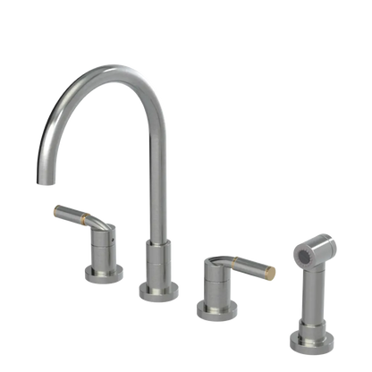 Rubinet Widespread Kitchen Set with Hand Spray Satin Nickel