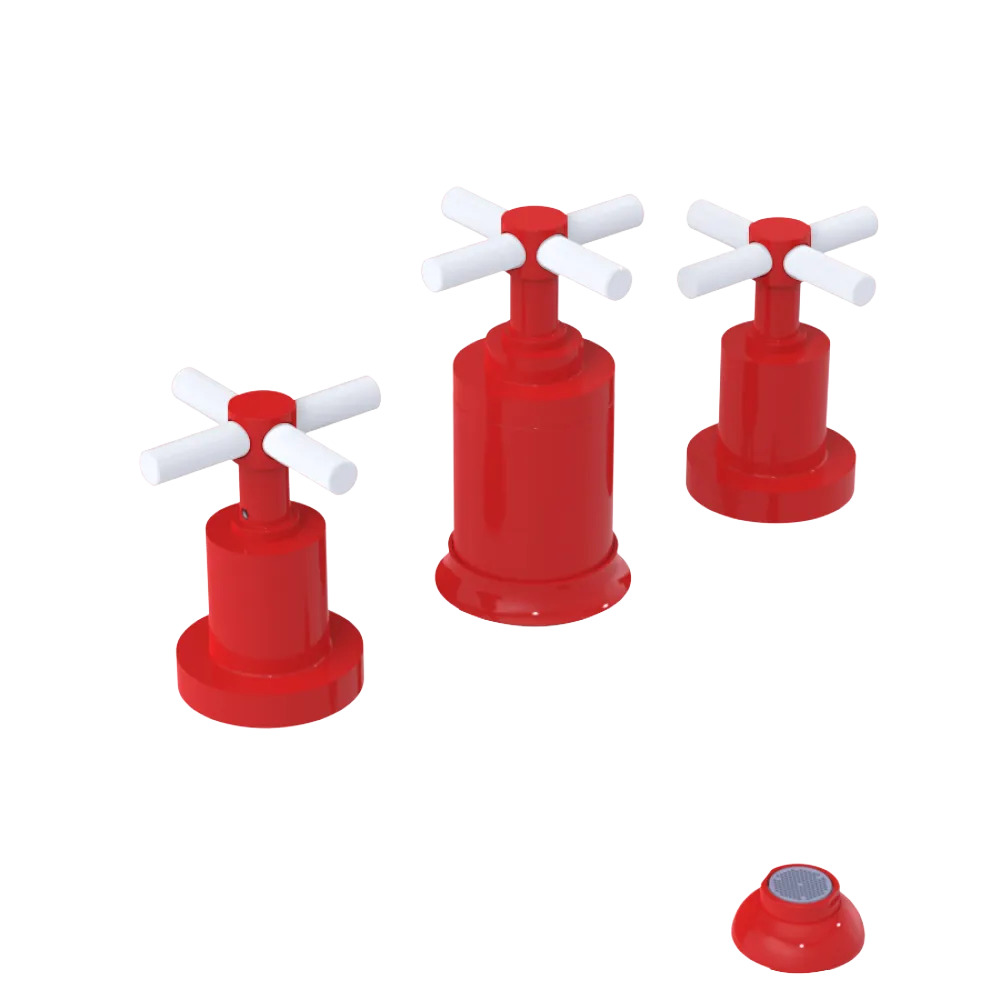 Rubinet Bidet Fitting with Spray, Diverter, and Vacuum Breaker (less drain) Red