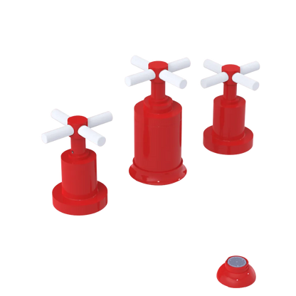 Rubinet Bidet Fitting with Spray, Diverter, and Vacuum Breaker (less drain) Red