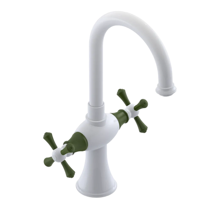 Rubinet Single Hole Dual Handle Lav. Set. (less drain) White