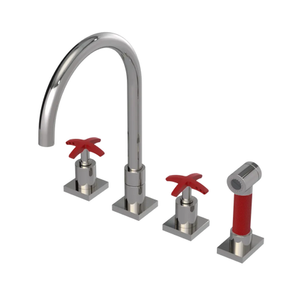 Rubinet Widespread Kitchen Set with Hand Spray Polished Nickel