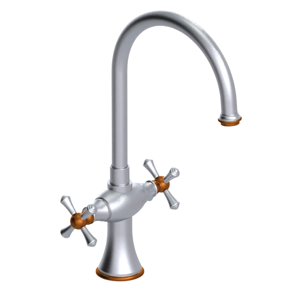 Rubinet Two Handle Single Hole Kitchen Set Satin Chrome