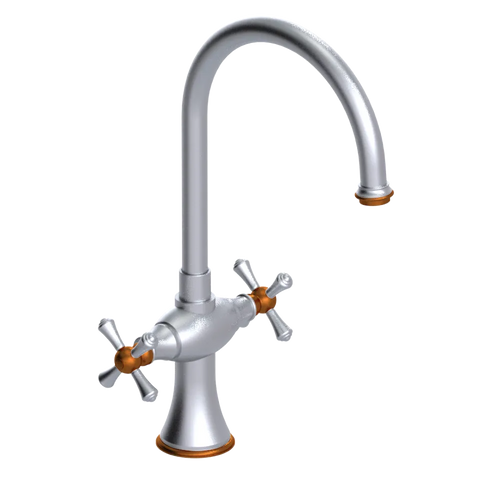 Rubinet Two Handle Single Hole Kitchen Set Satin Chrome