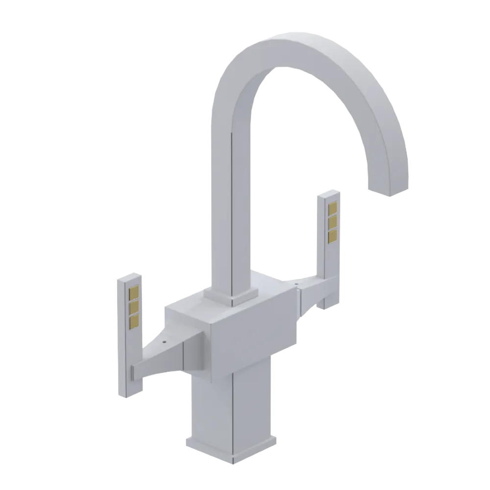 Rubinet Single Hole Dual Handle Lav. Set. (less drain) Matt White