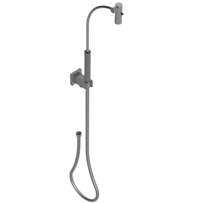 Rubinet Hand Held Shower Bidet with Extended Reach & Dual Function Spray Including Wall Bracket with Supply & Hose (Square) Satin Nickel