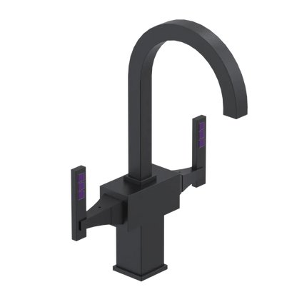 Rubinet Single Hole Dual Handle Lav. Set. (less drain) Matt Black